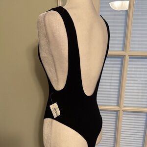 NWT Black Ribbed Low Back Bodysuit